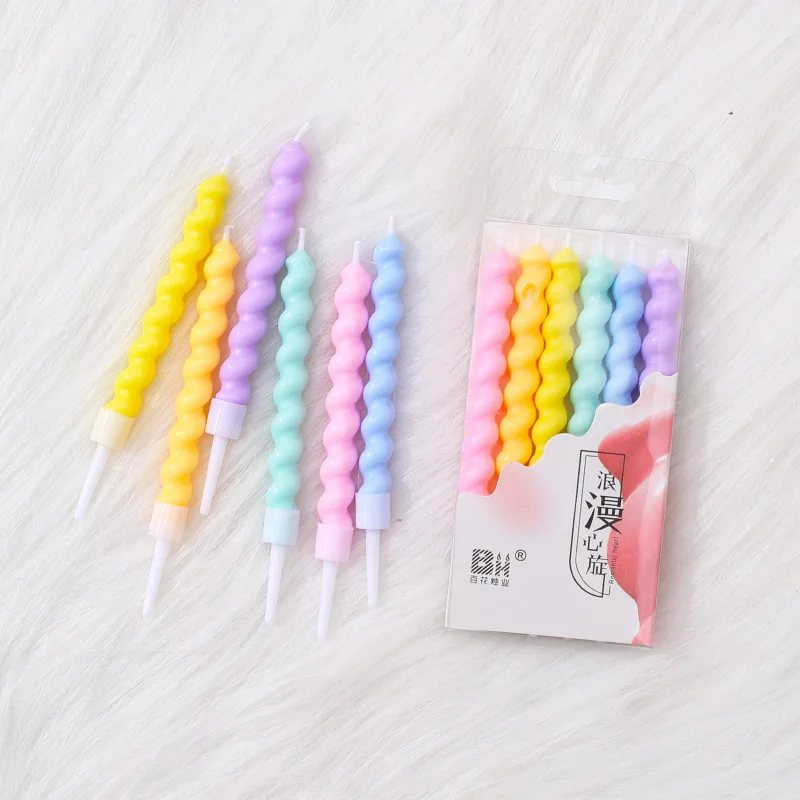 

6pcs/set Color Birthday Candles With Stand Cake Candle Home Decorative Paraffin Candles Wedding Party Candles Home Decoration