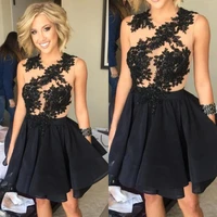 black lace appliques homecoming dresses 2022 o neck sleeveless backless short mini elegant formal party prom gown above knee