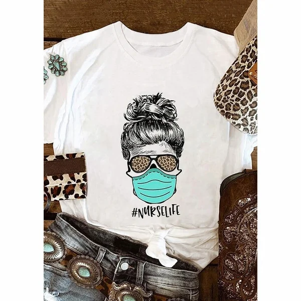 Цветной череп маска на лицо Медсестра Жизнь футболка готический панк Модные 100%