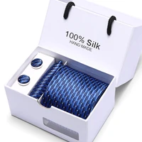 fashion 8cm wide tie sets blackbluered mens neck tie hankerchiefs cufflinks 50 colours box gift polyester silk handmade