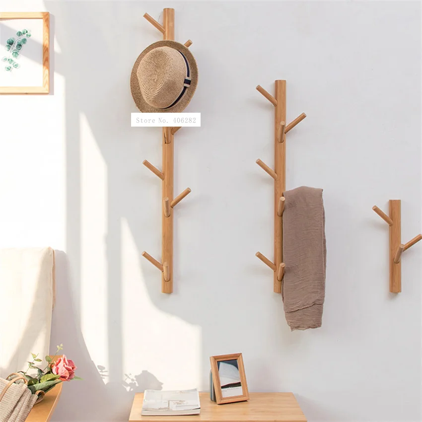 

ND171129 Modern Living Room Decoration Hanger Wall Tree Hat Rack Creative Bamboo Clothes Tree Solid Wood Wall Mounted Coat Rack