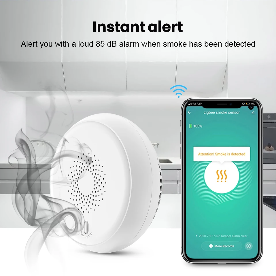 Смарт-детектор дыма AVATTO Tuya Zigbee управление через приложение Smart Life датчик Пожарной