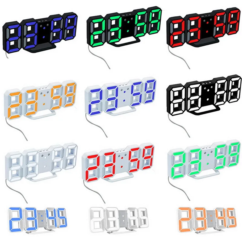 Настенные часы 3D светодиодный большой календарь времени температурный стол
