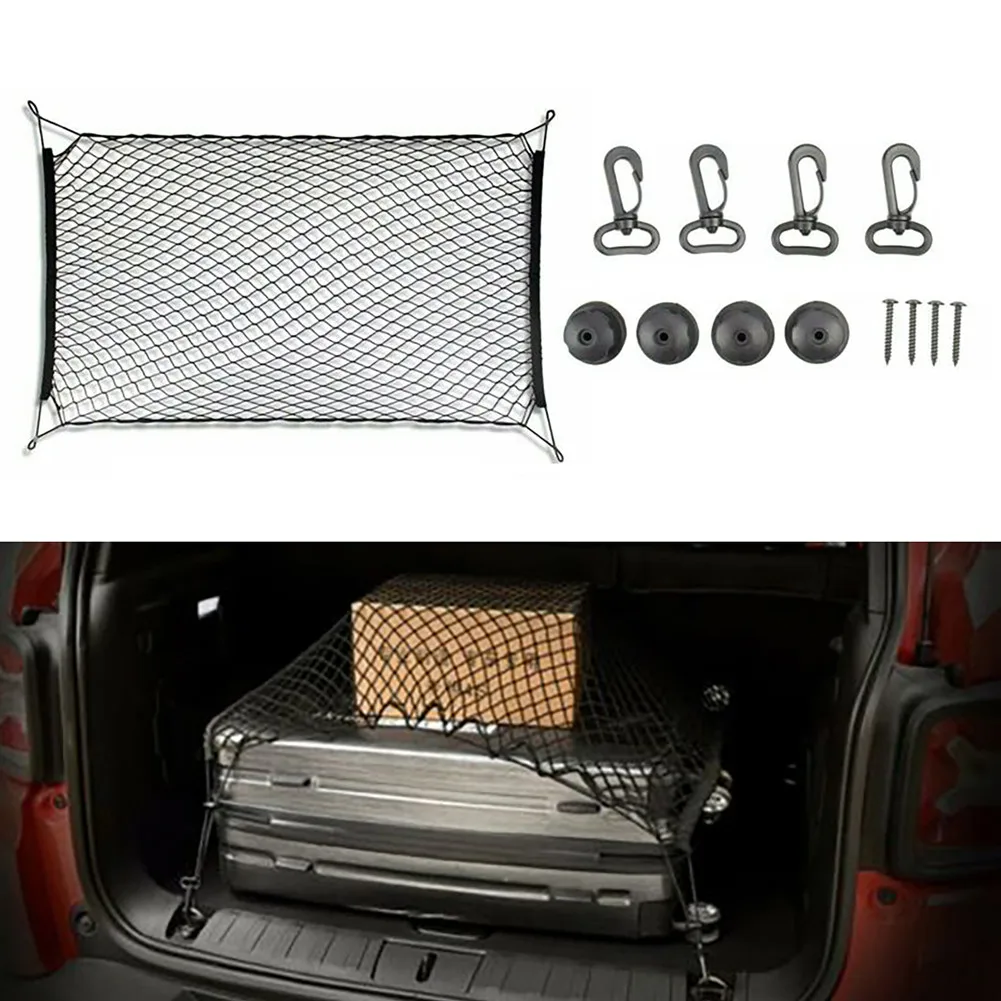 

Universal Trunk CARGO NET Car Nylon Elastic Mesh Organizer Truck SUV 110x60cm Rear Cargo Trunk Storage Organizer Net(