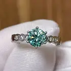 Кольца синие с муассанитом, 1 карат, серебро пробы