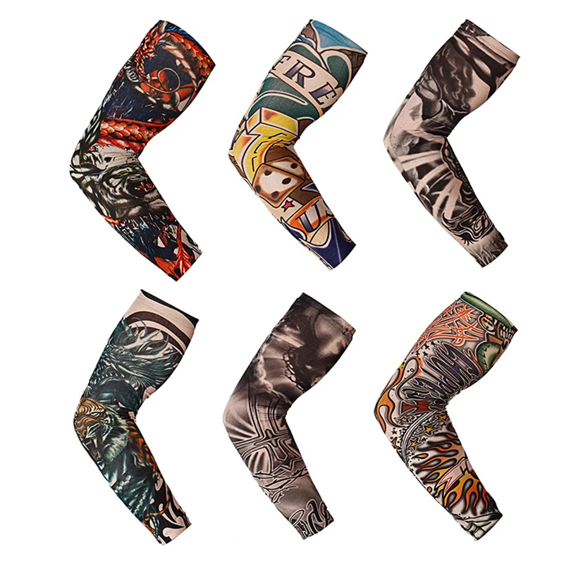 

6pcs Men Women Tattoo Sleeves Sunscreen Long Cuff Arm Sleeve Armguard Hand Fake Tattoo Arm Cover Tattoo Sticke Gift