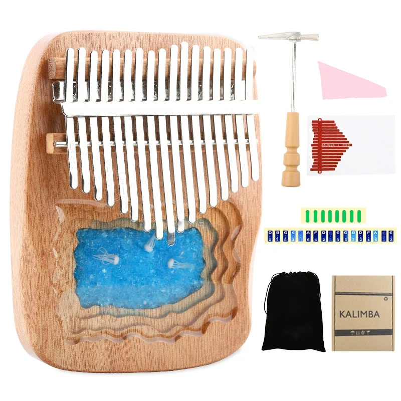 

Kalimba 17 Keys Thumb Piano Mahogany Resin Keyboard Musical Instrumentos High Quality Finger Piano with Tune Hammer