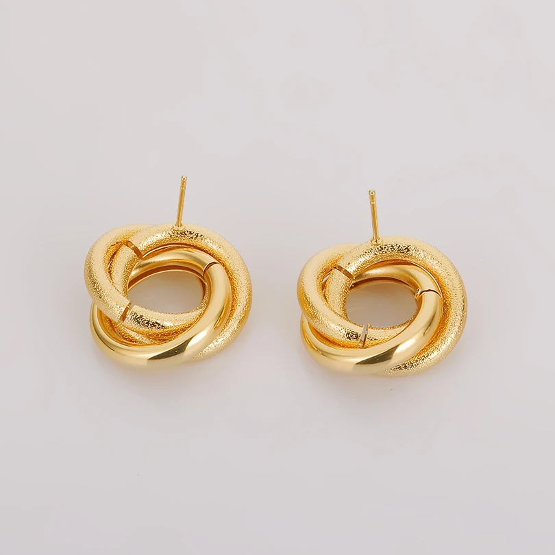 Женские серьги Laramoi массивные большие золотые и розовые геометрические гвоздики