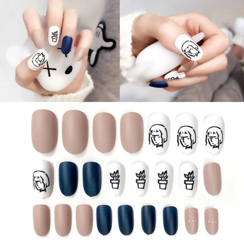 24 шт матовые накладные ногти кончик гроб плоские искусственные кончики