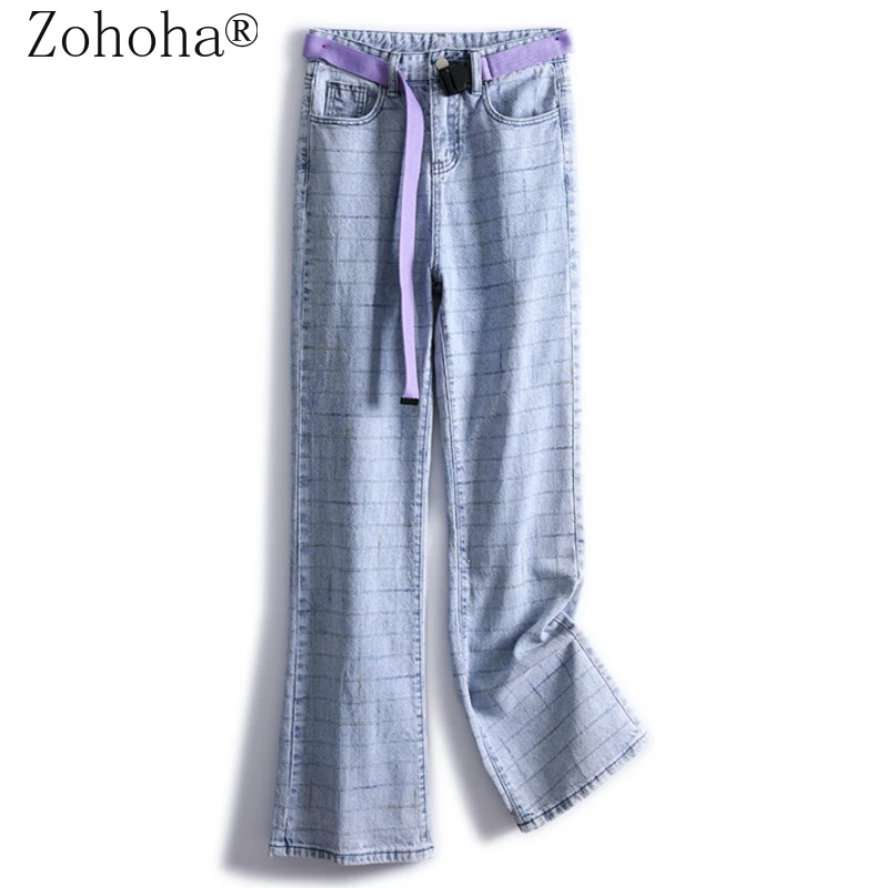 

Модные женские джинсы Zohoha, джинсы с высокой талией для женщин, мешковатые джинсы полной длины с широкими штанинами