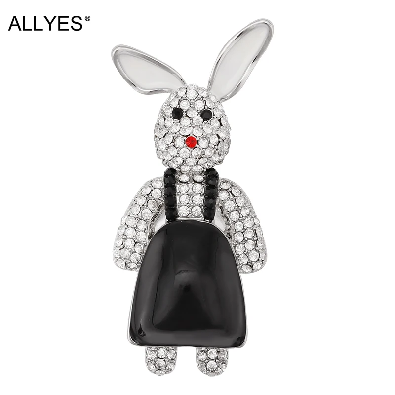 ALLYES черные Милые Броши кролик для женщин булавки воротника трендовая