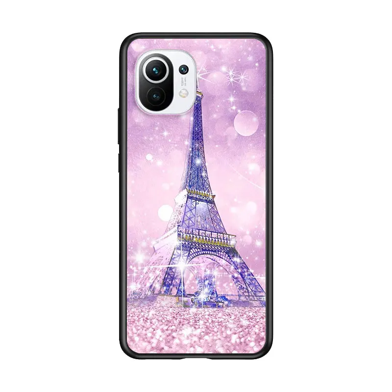 

London Paris Eiffel Tower for Xiaomi Mi 11 10T Note 10 Ultra 5G 9 9T SE 8 A3 A2 A1 6X Pro Play F1 Lite 5G Black Phone Case