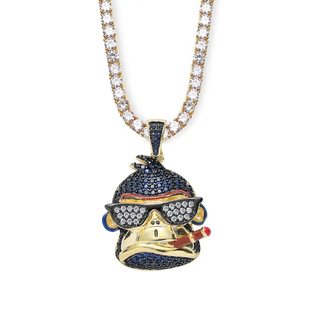 Золотой CZ Iced разноцветный кулон Обезьяна Хип хоп ювелирные изделия для amazon/ebay/wish