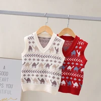 sifafos toddler girls knit vest cartoon camel pattern boys waistcoats sleeveless sweater for girl autumn baby knitwear