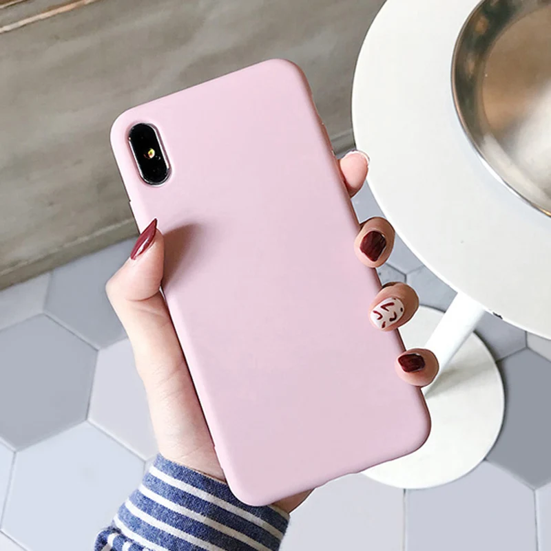 Pinkk 1 KJOEW карамельный цвет чехол для телефона s для iphone 11 Pro Max XR X XS Max 6 6S 7 8 Plus милый простой однотонный Мягкий силиконовый чехол - Цвет: Pinkk 1