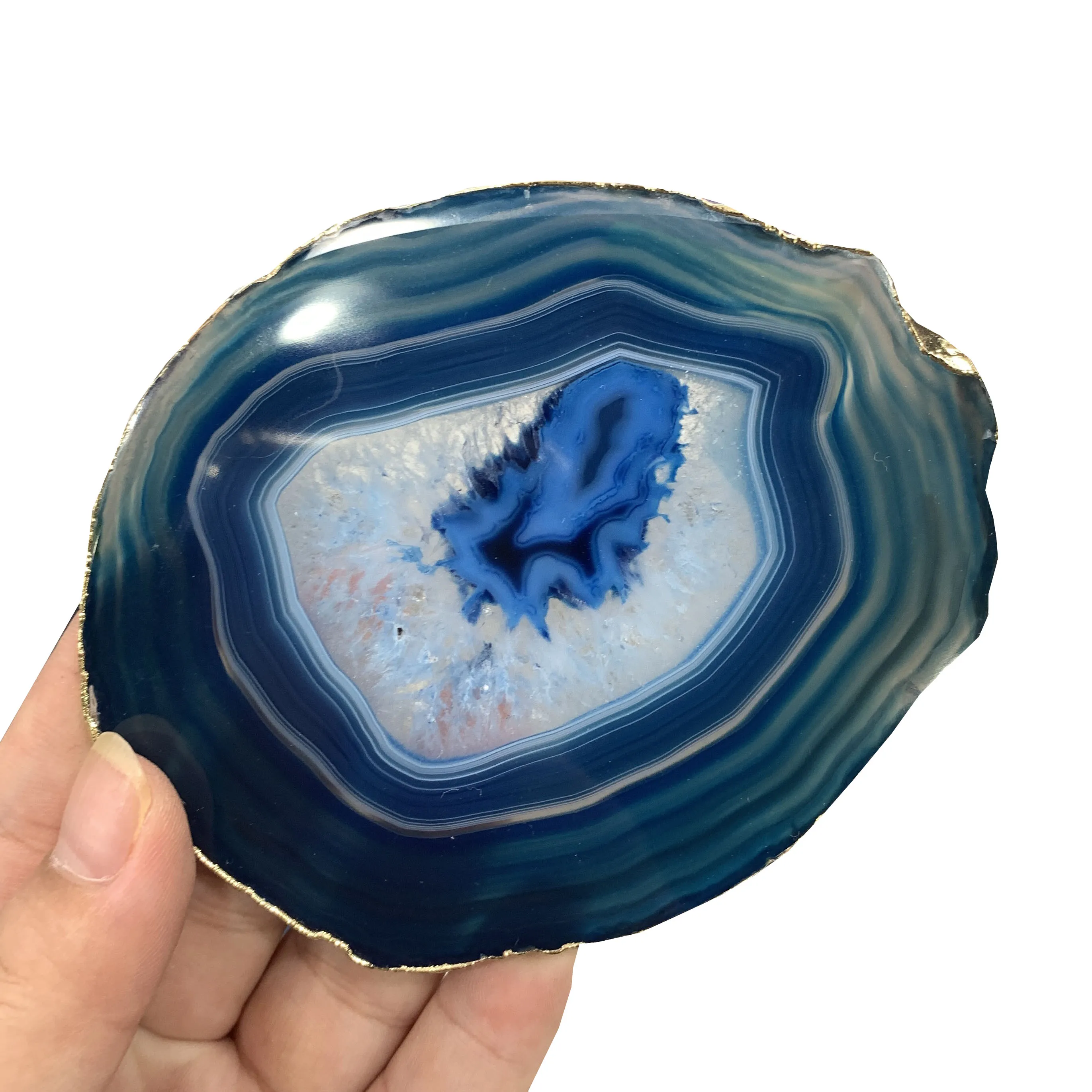 

Natural Stone And Mineral Slab Blue Agate Coaster Geode Slice Home Decoration Accessories For Living Room