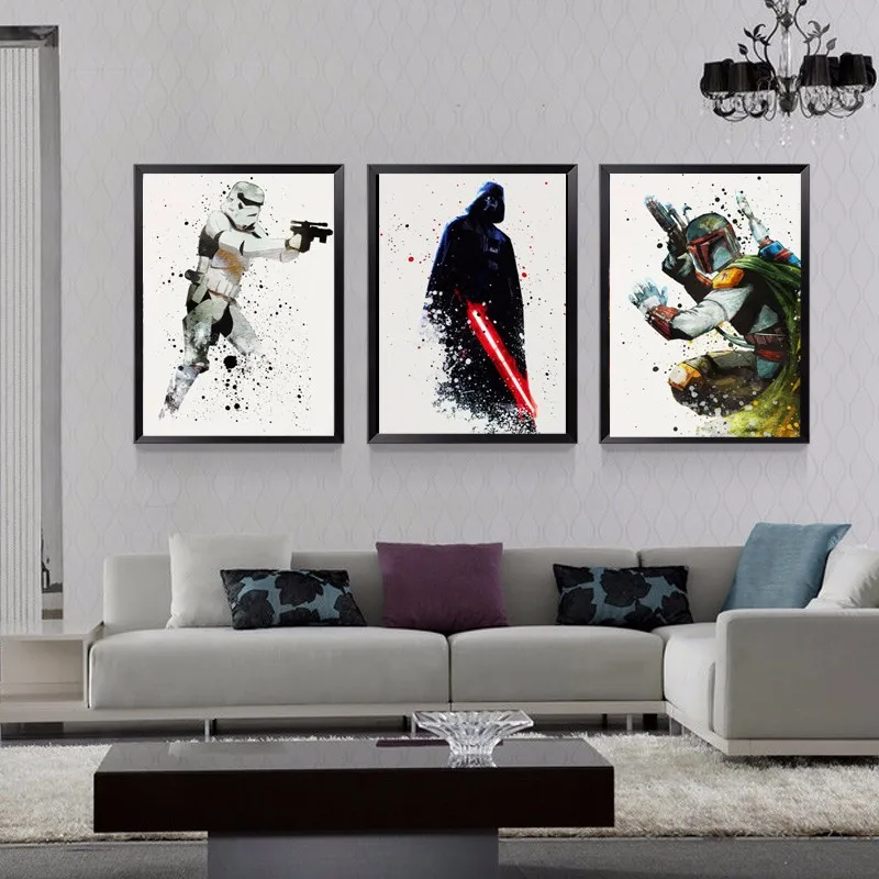 Оригинал Звездные войны холст стеновое искусство кино Постер картина маслом