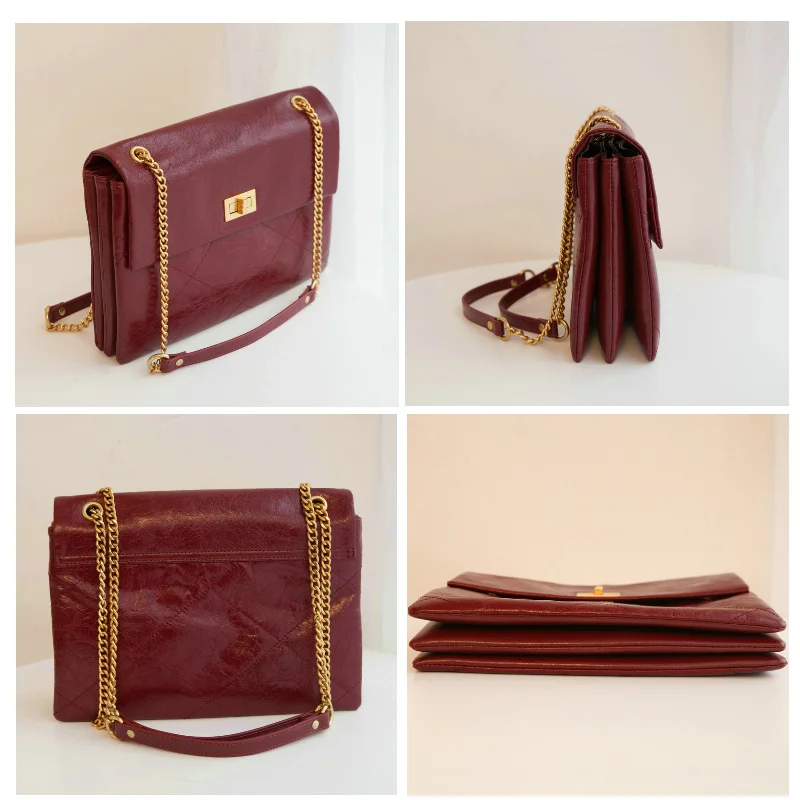 Женская сумка-конверт через плечо из натуральной кожи с цепочкой | Багаж и сумки