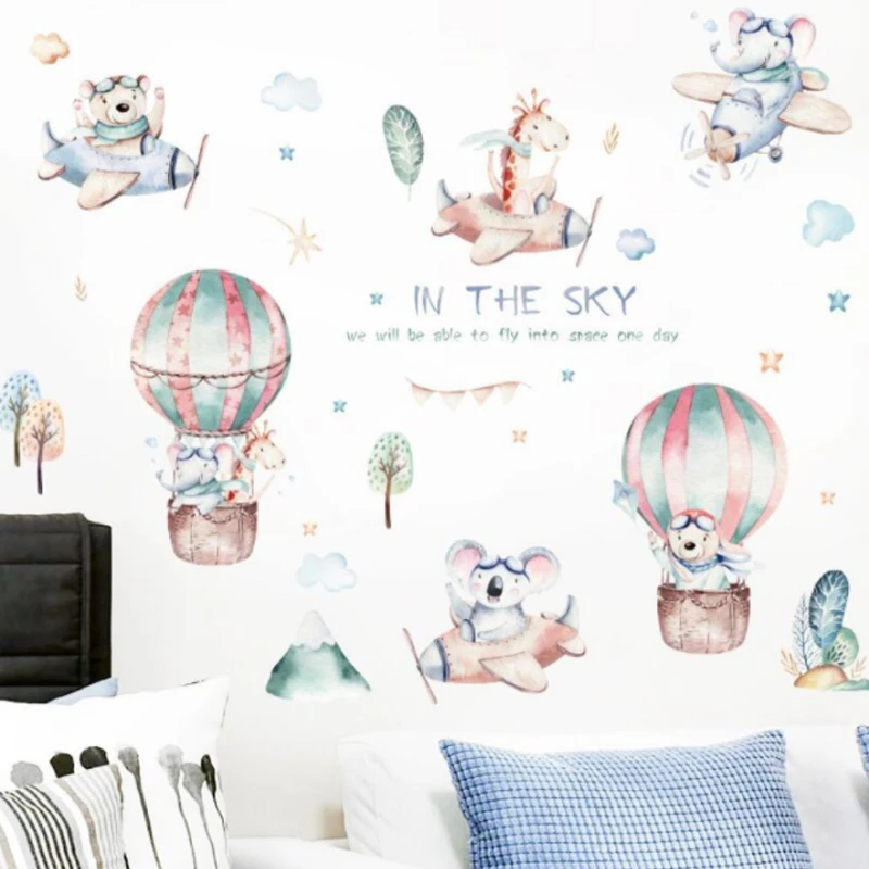 

Fantasy Cartoon Hot Air Balloon Children's Room Entrance Cabinet Wardrobe Classroom Bedside Decoration Wall Sticker