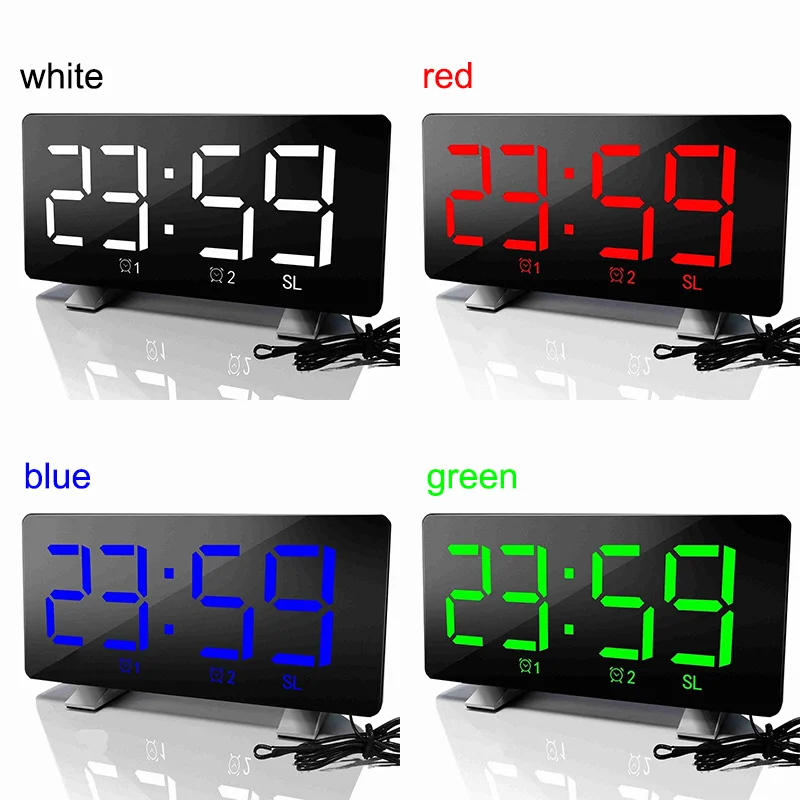 Цифровой светодиодный Будильник зеркальные многофункциональные часы с функцией