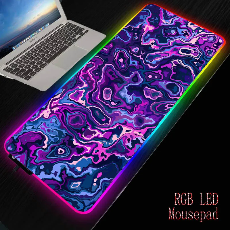 Игровой коврик для мыши с фиолетовой текстурой большой в стиле аниме RGB
