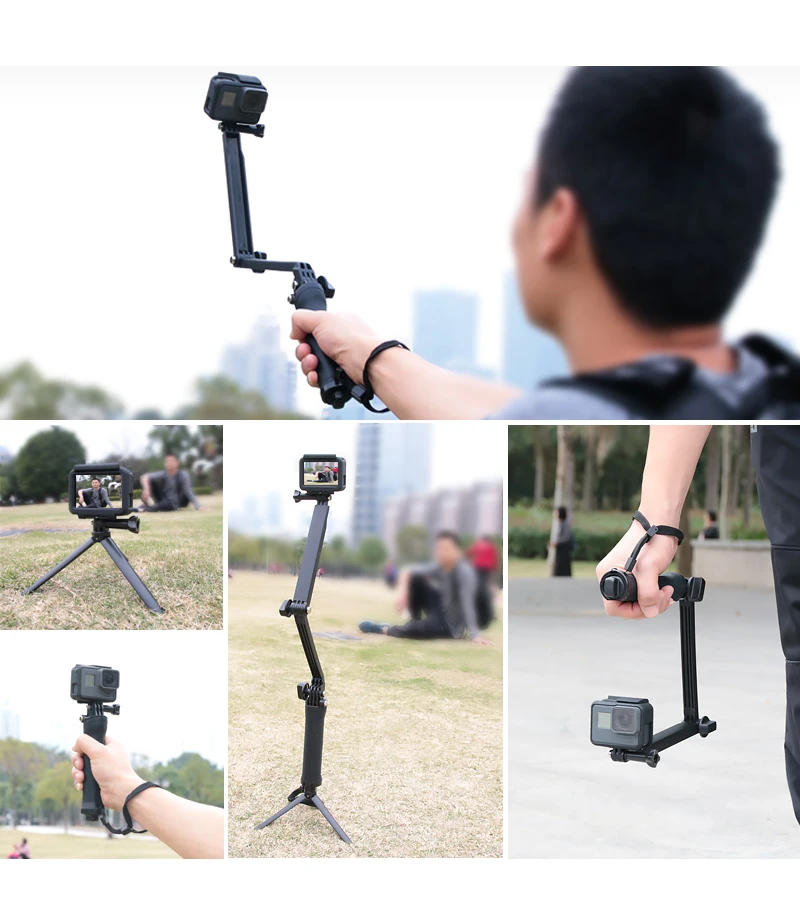 3 способа селфи палка Ручка водонепроницаемый монопод штатив подставка для GoPro Hero 8 7 6 5 4 Yi 4K Sjcam Eken DJI Osmo для Go Pro аксессуар