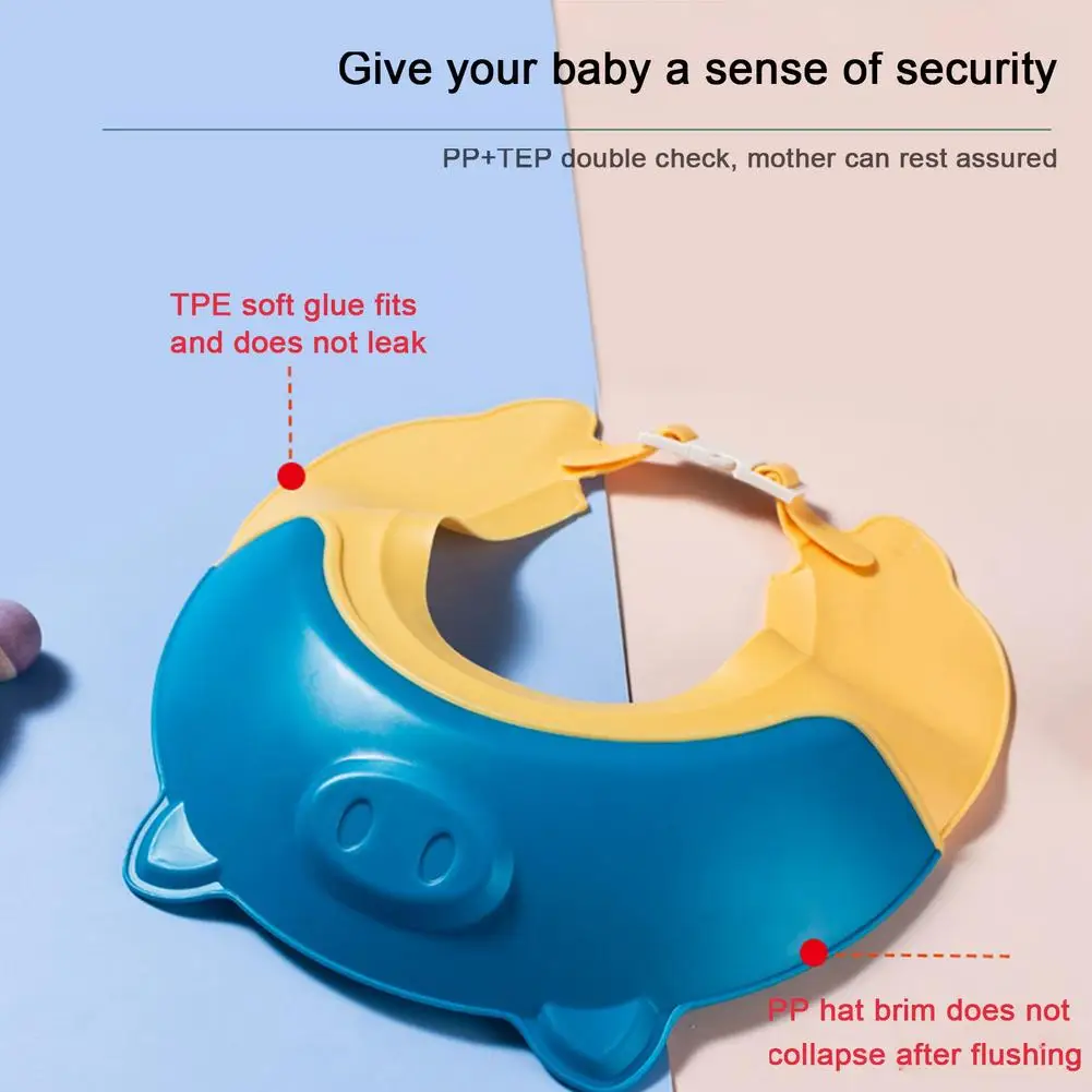 Gorro de ducha ajustable para beb&eacute;, gorro de silicona para champ&uacute; seguro, protector de ba&ntilde;o suave para beb&eacute;-3