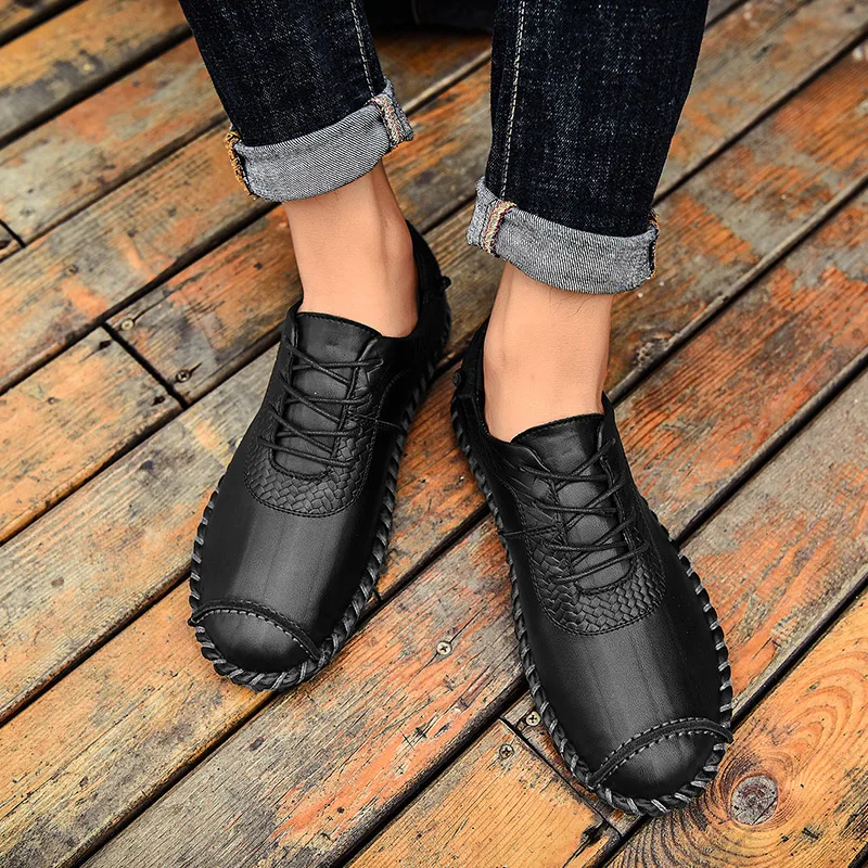 

Men Leather Shoes England Trend Casual Shoes Male Oxford Leather Dress Shoes Zapatillas Men Flats Leather Casual Driving Shoes