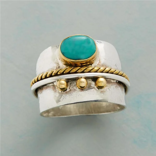 Ring M126 Новинка, Boho, синий натуральный камень, кольца на палец для женщин и девушек, широкий серебряный цвет, модное эффектное кольцо в индийском стиле, украшения L4M126 - Цвет основного камня: Ring M126