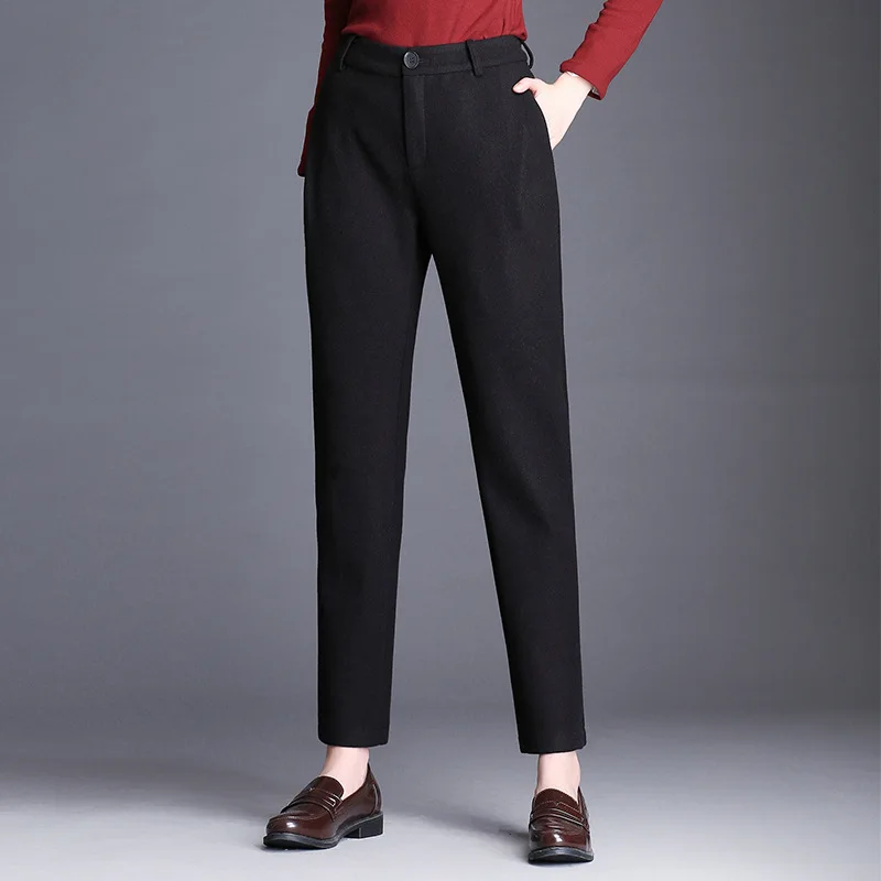 Женские шерстяные шаровары деловые брюки большого размера 5XL 6XL черные серые