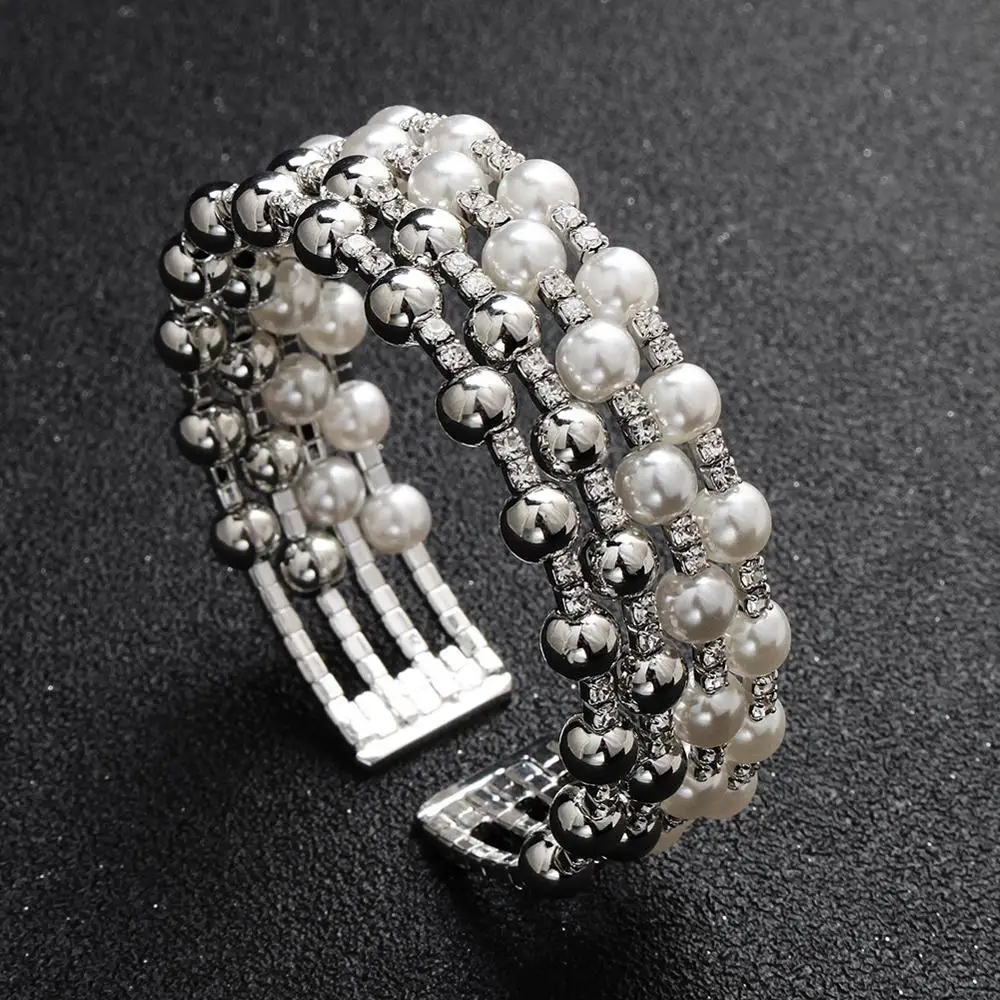 

Fashion Women Alloy Bracelets & Bangles Handmade Rhinestones Bracelets Luxury Jewelry for Wedding