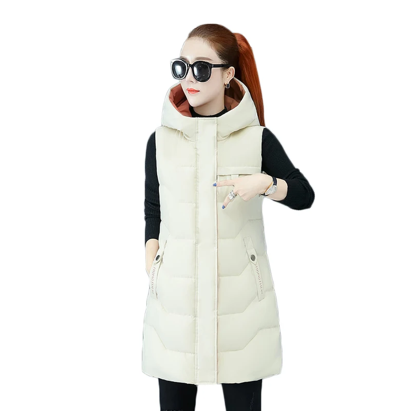 

Осень-зима 2021, новый жилет, женский жилет средней длины, верхняя одежда, Приталенный жилет, хлопковая куртка, жилет, Толстый жилет H549