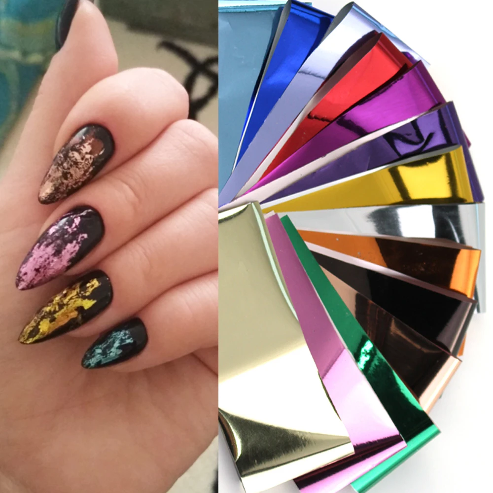 Блестящие наклейки для ногтей 4*20 см переводные лазерные переводки розовое