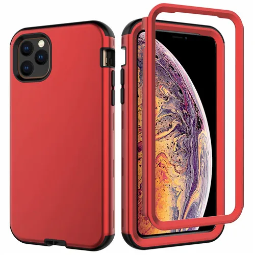 360 Полный Гибридный бронированный чехол для телефона iPhone 11 11 Pro MAX чехол PC силиконовый бампер для iPhone XR XS MAX противоударный чехол - Цвет: Red and Black