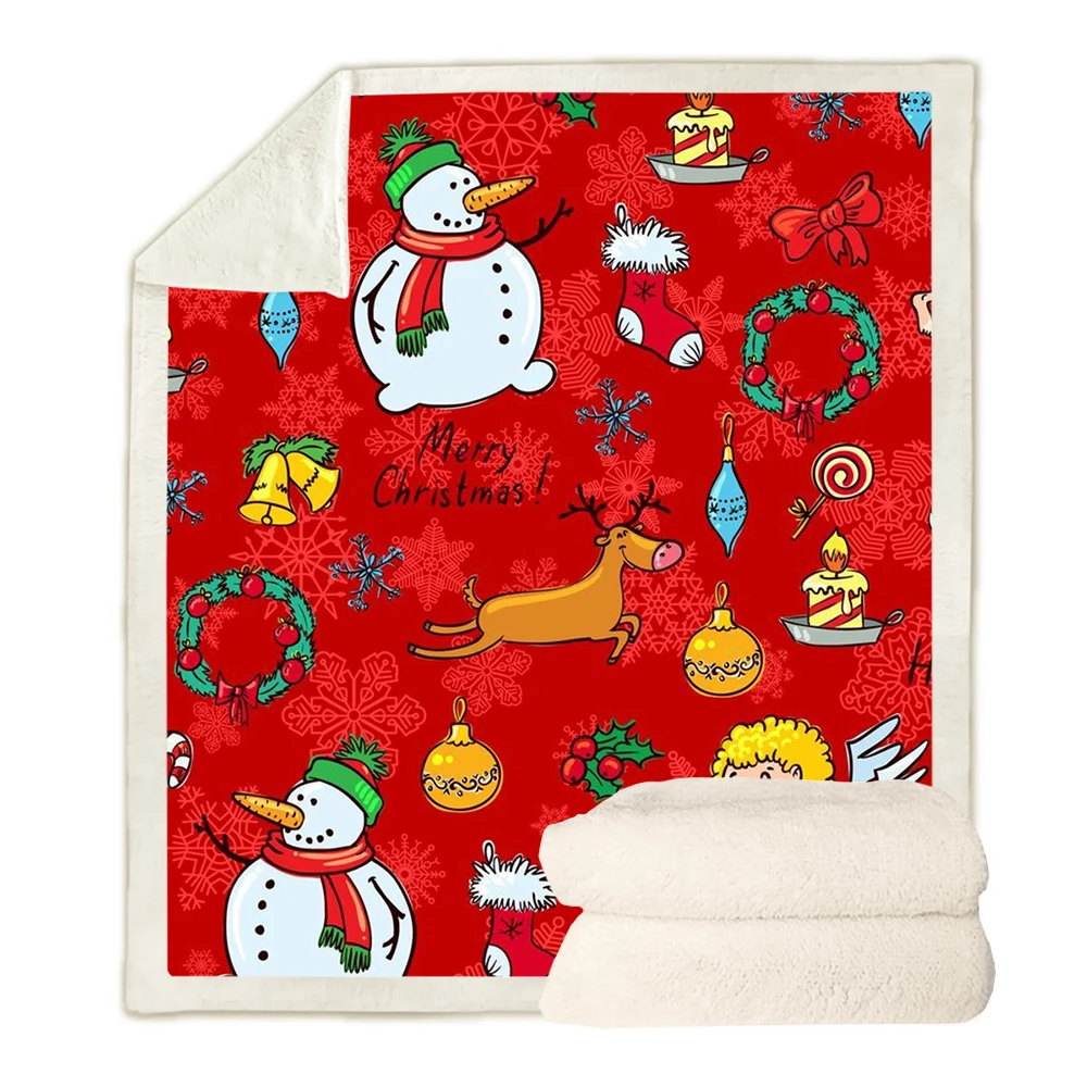 

CLOOCL Santa Claus Blanket 3D Print Christmas Gifts Double Layer Casual Sofa Youth Bedding Throw Fashion Keep Warm Blanket
