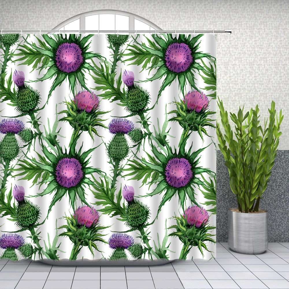 Шторы для душа с зелеными листьями водонепроницаемые тканевые занавески из