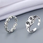 Винтажные серебряные кольца с счастливым улыбающимся лицом для женщин и мужчин, регулируемое кольцо в стиле панк, хип-хоп, модные лучшие подарки, ювелирные изделия