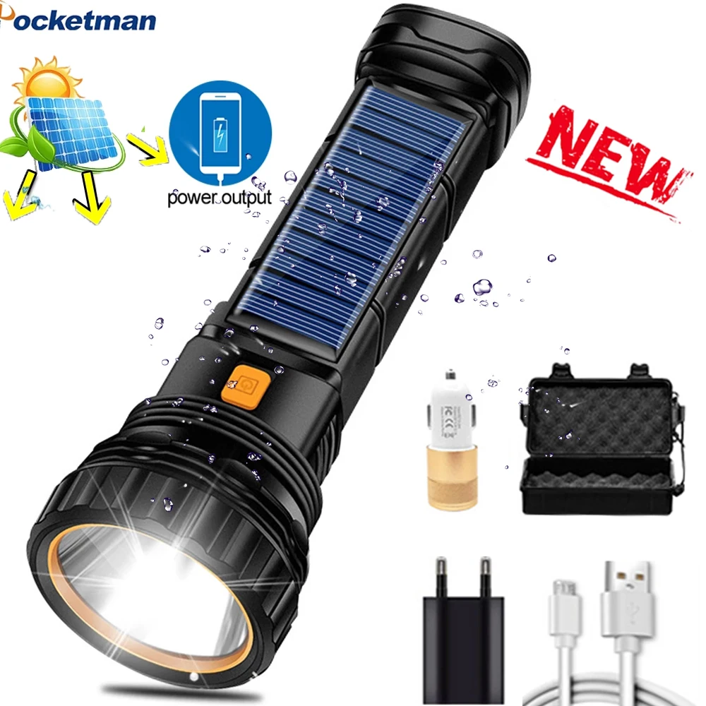 Портативный светодиодный фонарик на солнечной батарее тактический фонарь