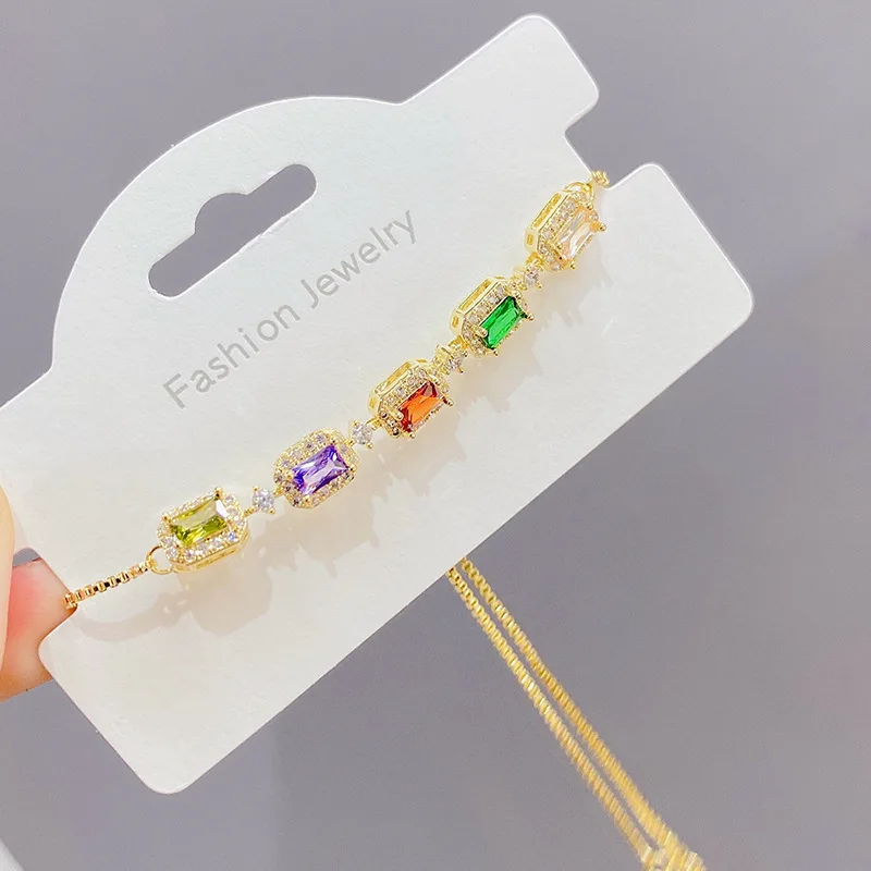 

Wholesale INS Entry Lux Color Zircon Pull Bracelet Bangle Women Girl Korean Ins Style Fashion INSing Bohemia