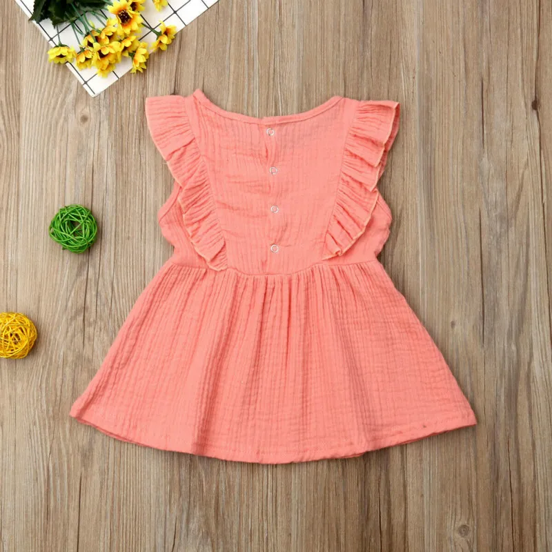Модное детское однотонное праздничное платье принцессы с рюшами для маленьких