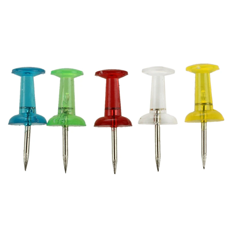 

50 Pcs Home 5 Colors Plastic Top Stationery Map Push Pins Tacks
