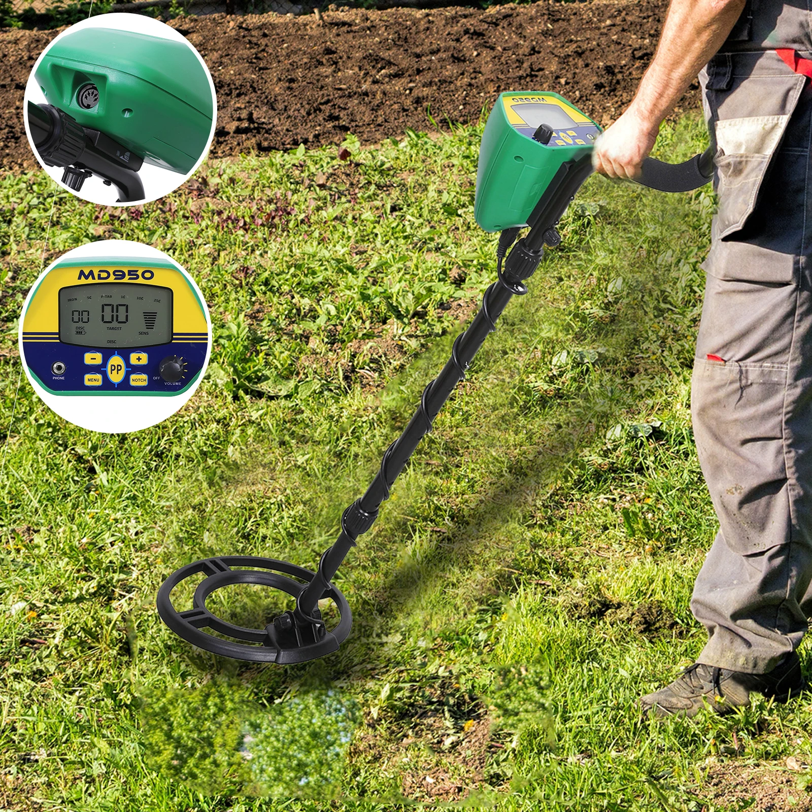 

Водонепроницаемый металлоискатель MD950, детектор с LED подсветкой, точное расположение, подземный Охотник за сокровищами