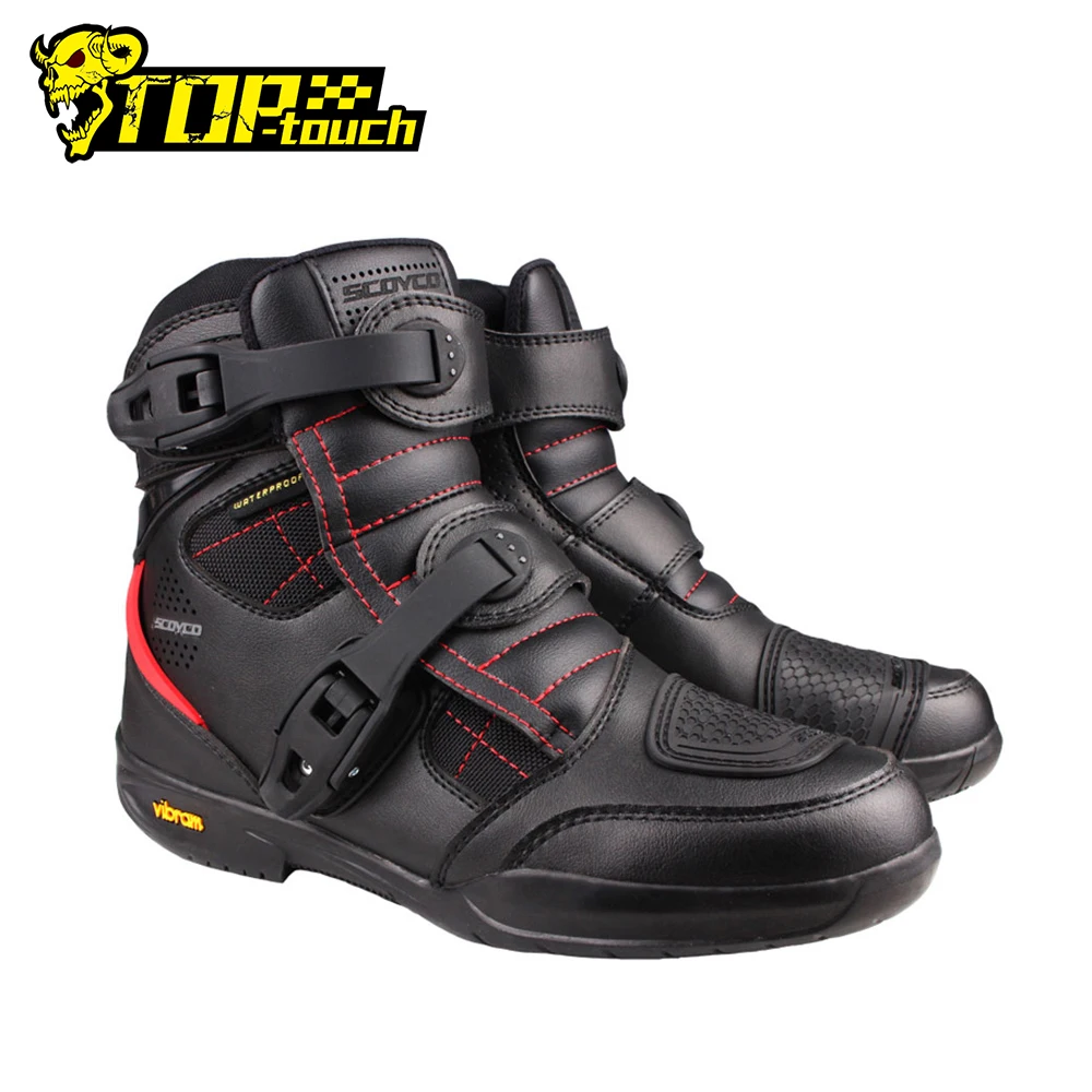 

SCOYCO Motorcycle Boots Men Waterproof Moto Boots Leather Motocross Off-Road Racing Boots Motorbike Biker Riding Shoes MT020WP