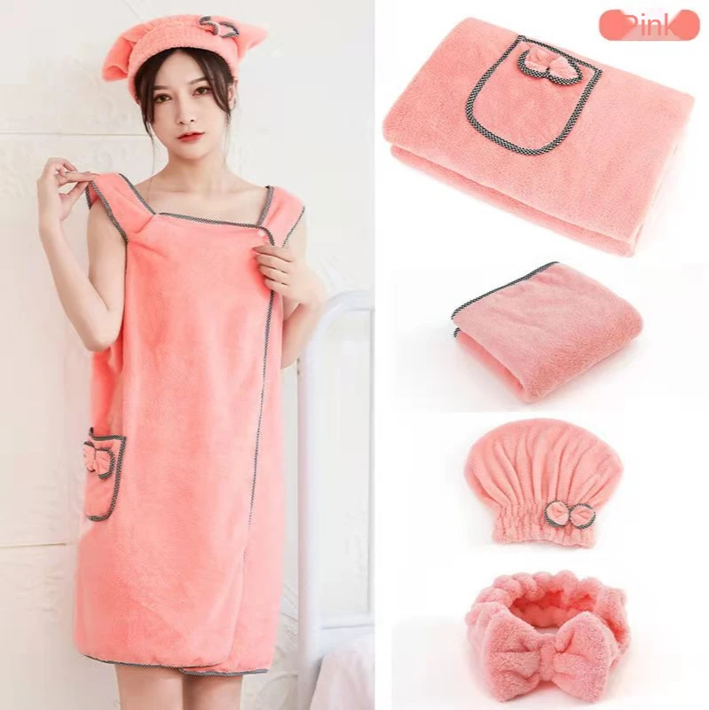 Home Wearable Bathrobes Women Microfiber Soft And Skin-Friendly Absorbent Bath Towels Textiles Bathroom Sauna Towel | Дом и сад