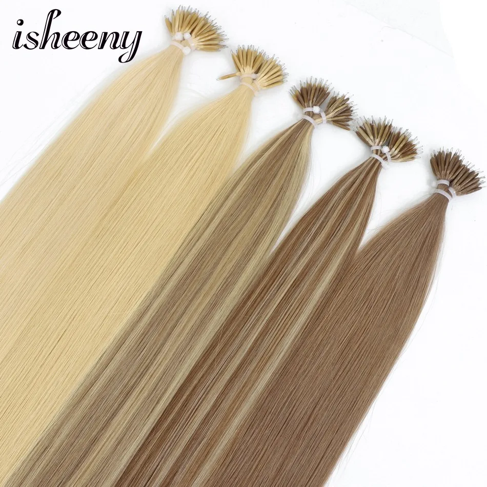 Isheeny Remy Nano Ring Links человеческие волосы для наращивания 0,6 г/локон 1" 18" 2" кератиновые прямые европейские волосы с микро-бусинами 50 шт. бусина