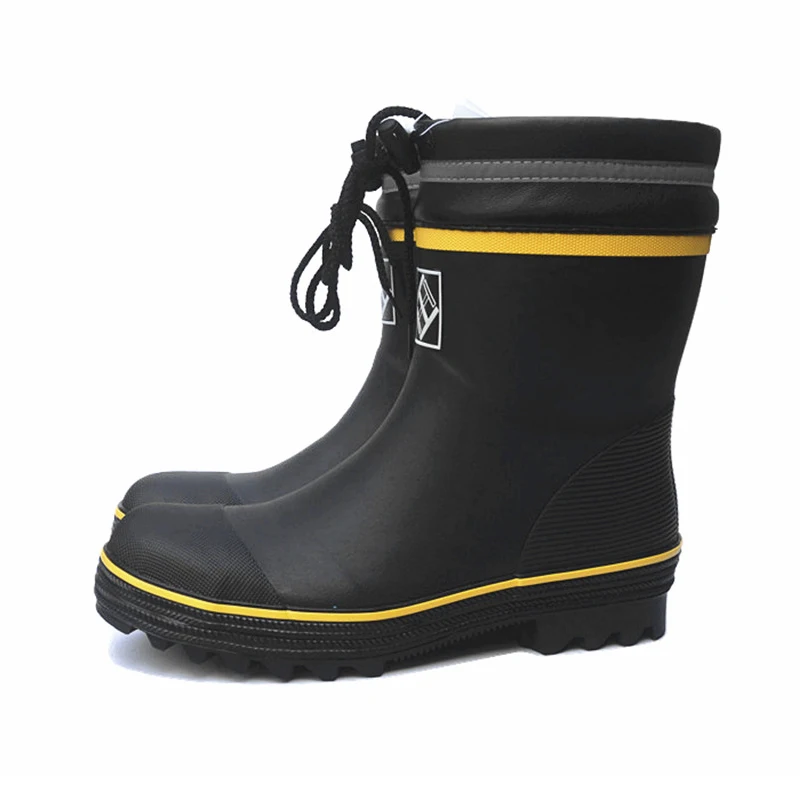 Нескользящие резиновые сапоги со стальным дном защитные носком рабочие обувь