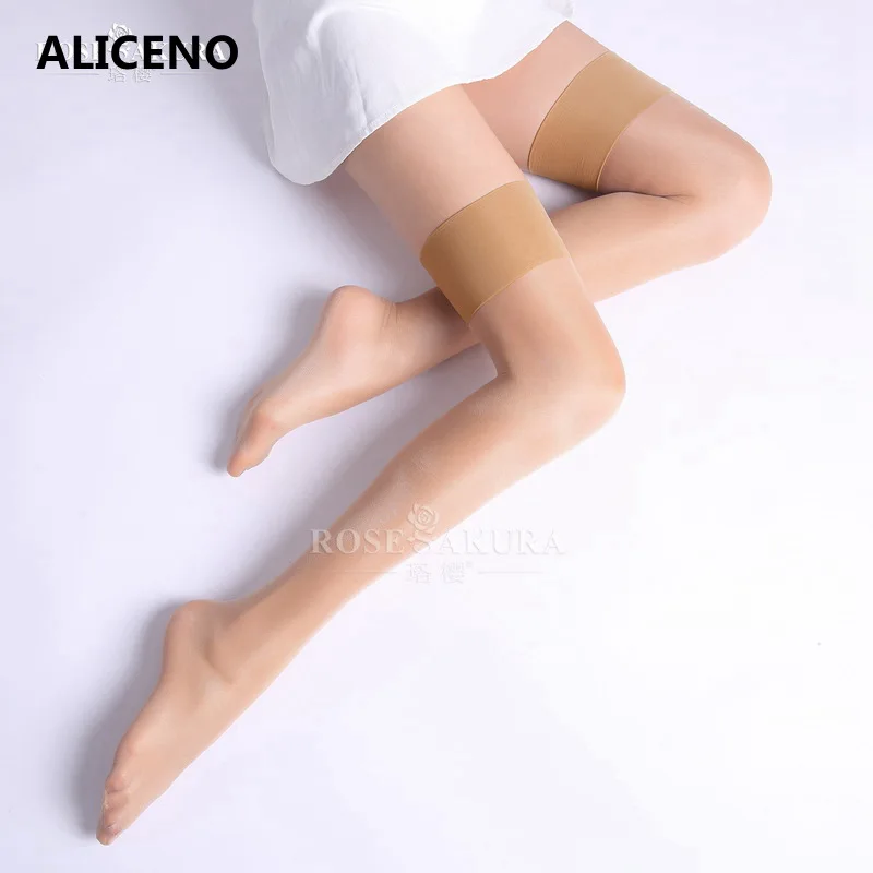 ALICENO 12D блестящие женские ребристые высокие носки сексуальные ультратонкие