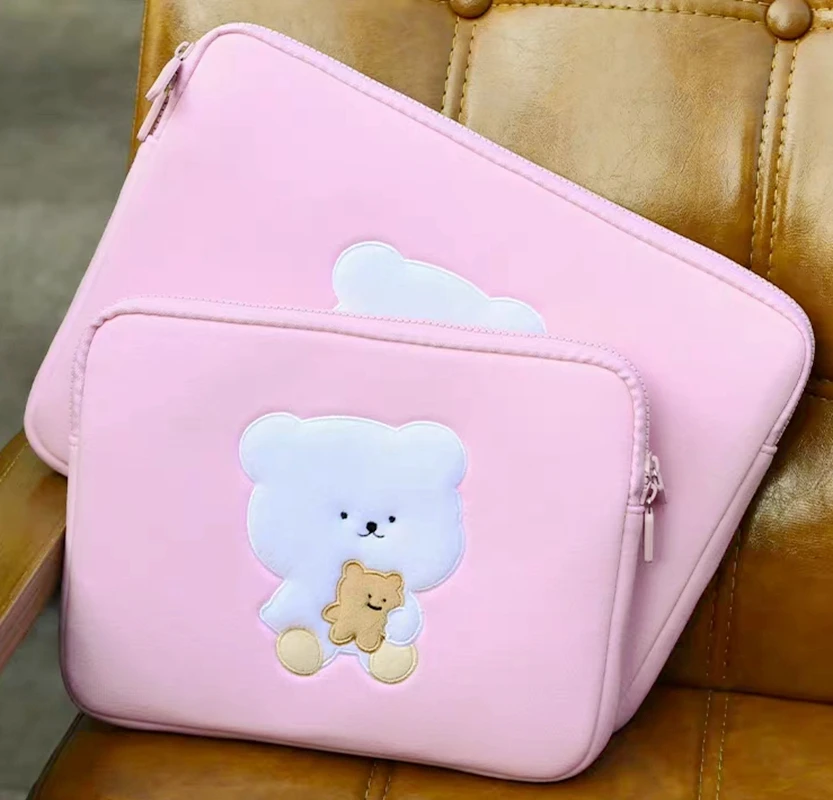 

Kawaii Korea Anime Cartoon bear for iPad air pro Laptop protection case bag Handbag Pouch gift