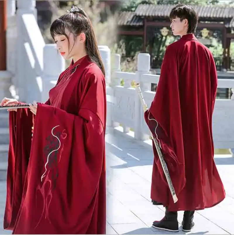 

Размера плюс 5XL Hanfu для мужчин и женщин Китайский традиционный ханьфу платье для взрослых Карнавальный костюм ханьфу, черного и красного цве...