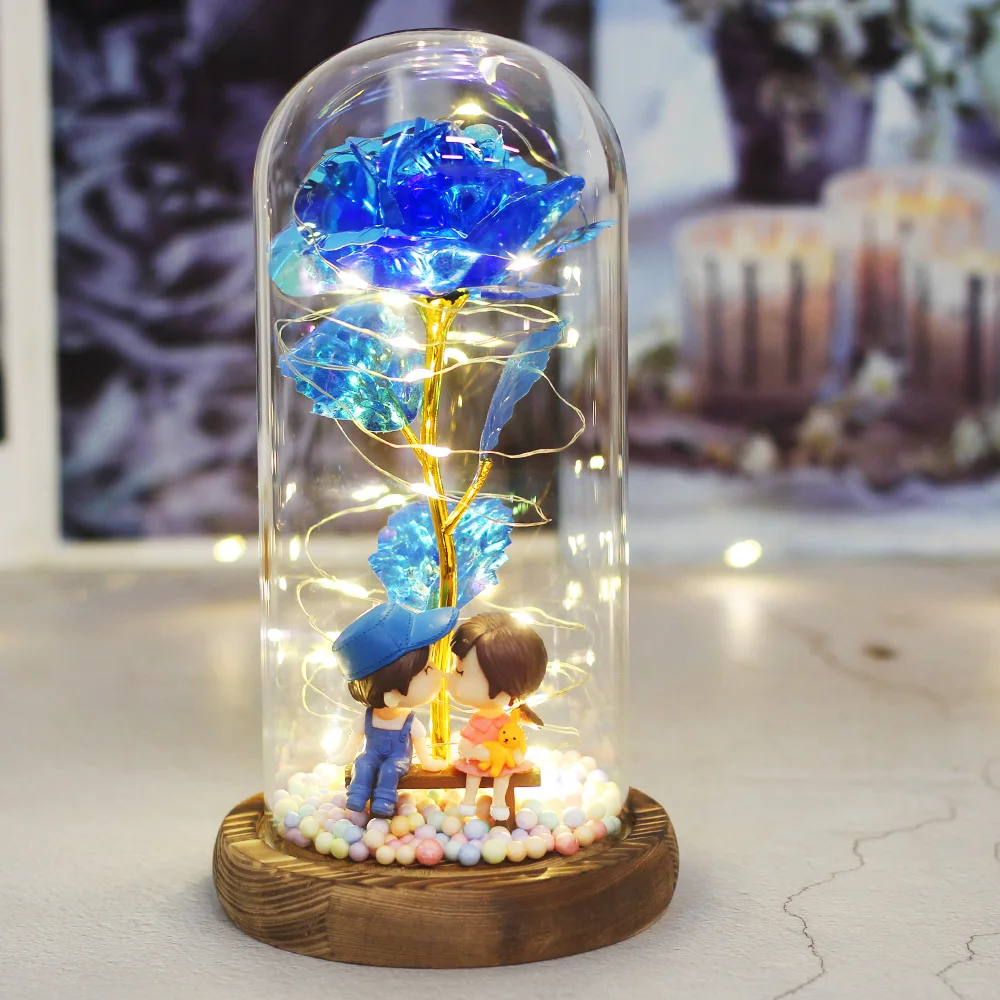 Подарок на день Святого Валентина искусственная 24-каратная Золотая фольга Роза в